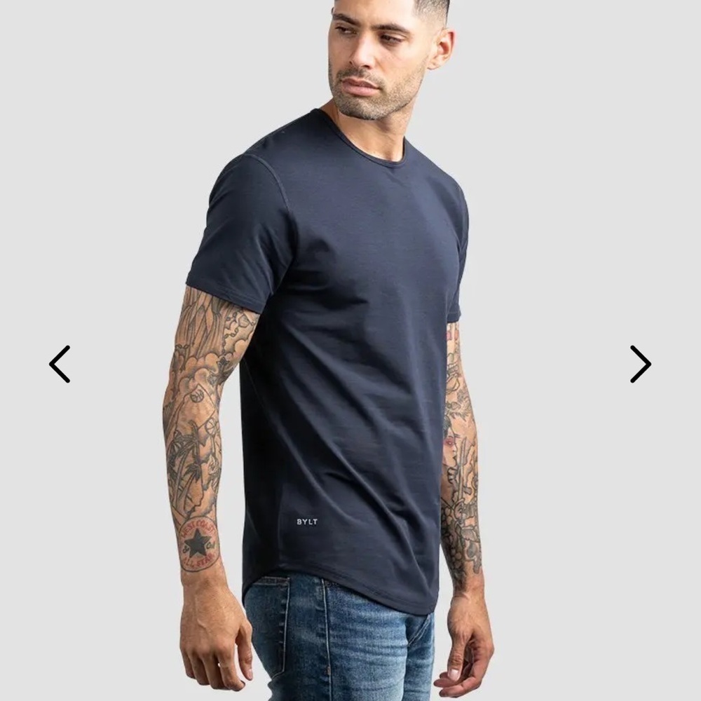 BYLT Drop Cut Lux Navy Blue Shirt Size M